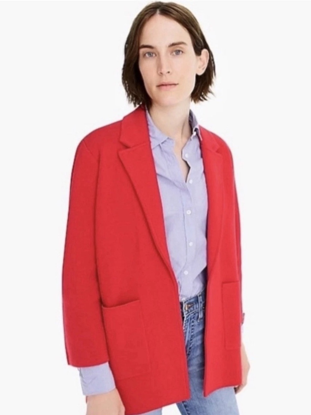 J.Crew 365 Red Sophie Open Blazer Cardigan Jacket Merino Blend